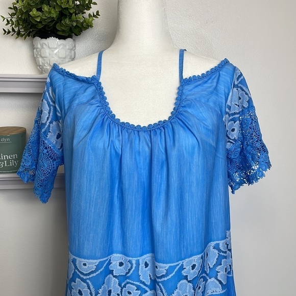 Vintage Muumuus Dress Blue Floral - Picture 3 of 17